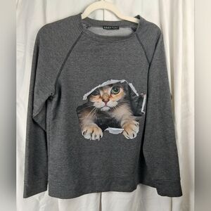 Cat Face Sweatshirt Women's  C.O.Z.Y. Brand Size S